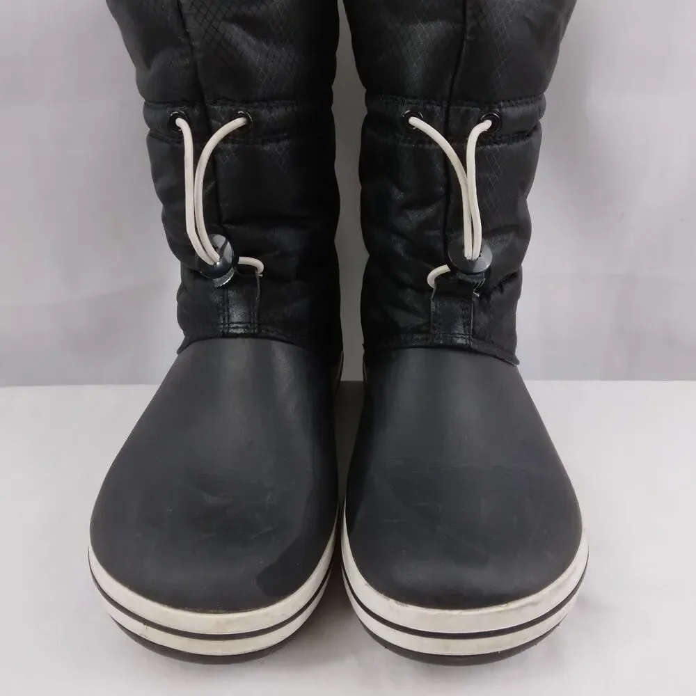 Crocs Puff Boots Black Waterproof Snow Boots Croc-Band Winter Boots Women's 8